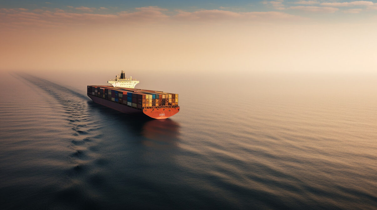 Symbolbild KI-generiert durch Midjourney: Containerschiff im Roten Meer.